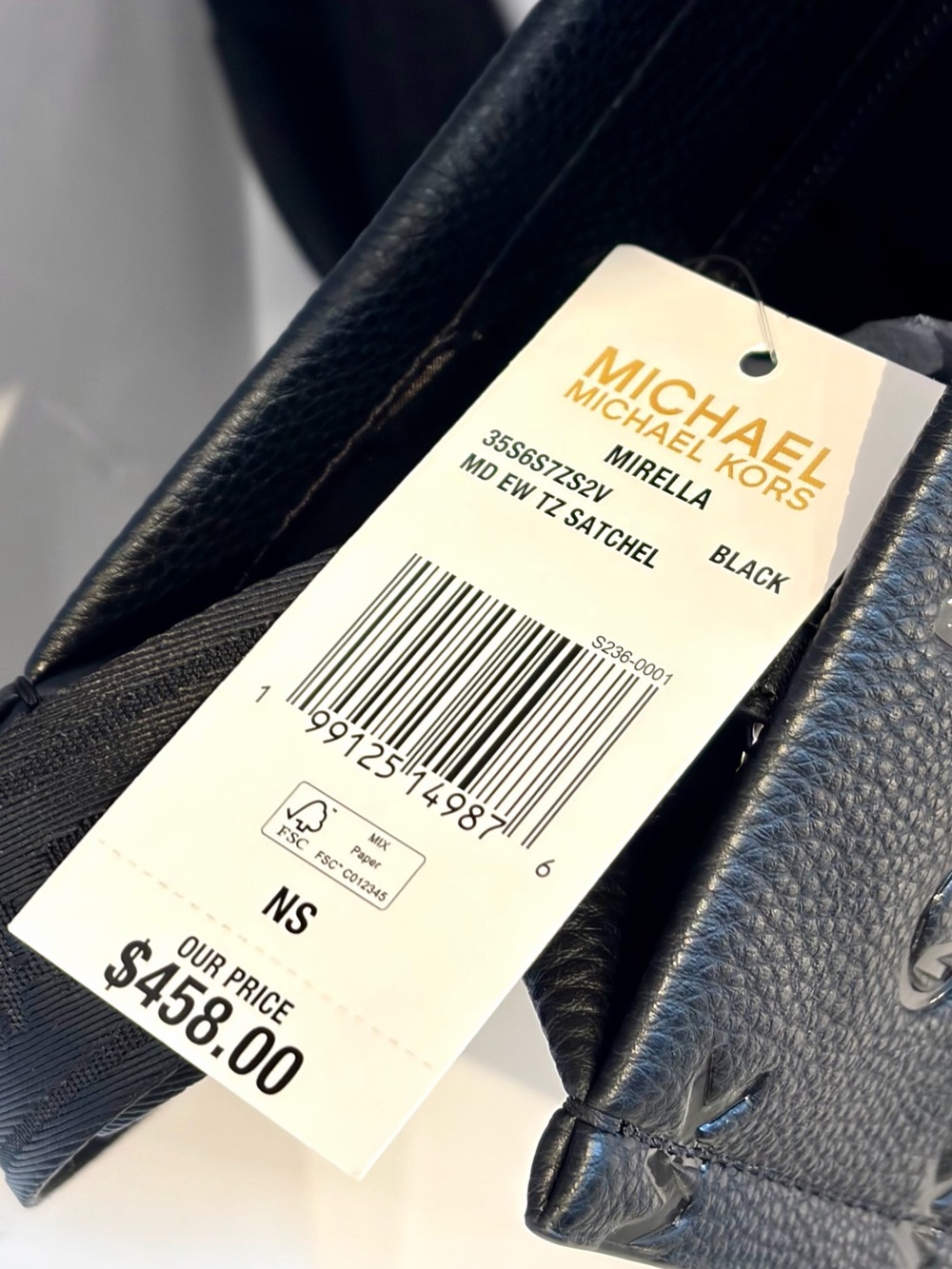 Michael Kors Mirella Medium Logo Debossed Satchel Crossbody Tote Black - Picture 12 of 15